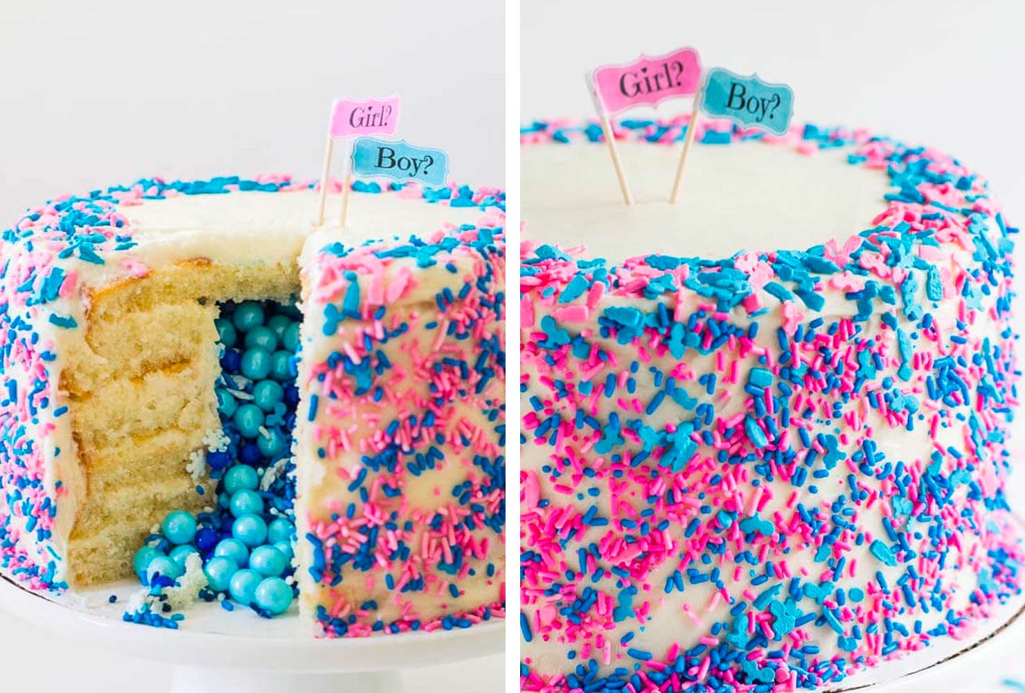 Торт на гендер пати с конфетами внутри