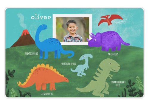 A Dinosaur placemat for a kids birthday party