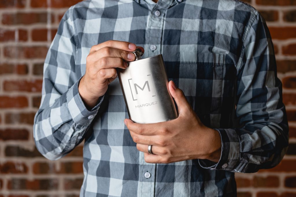 Personalized flask for a fun gift idea.