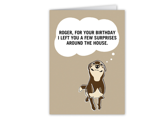 Funny dog birthday greeting card.