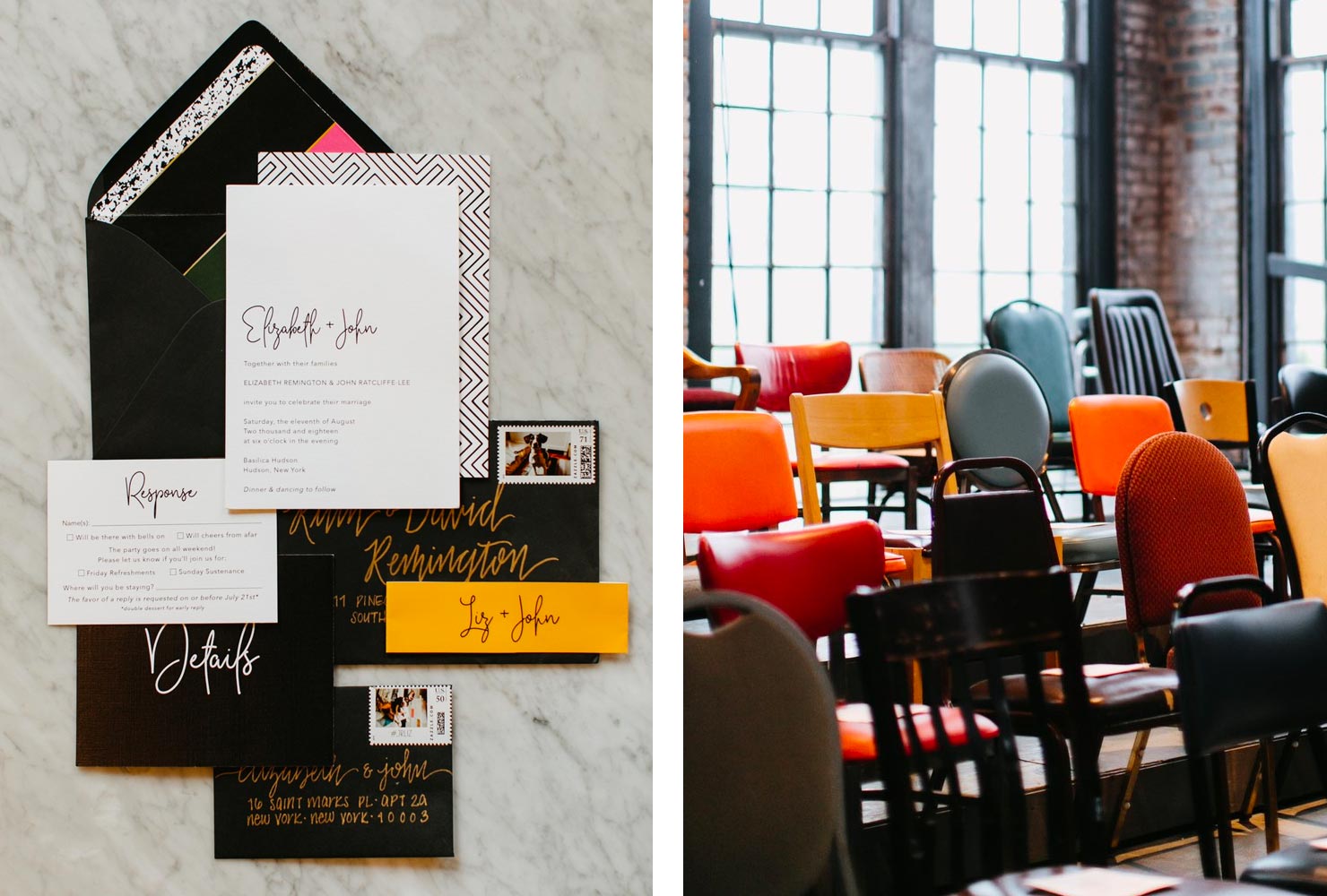 black and gold wedding ideas stationery 