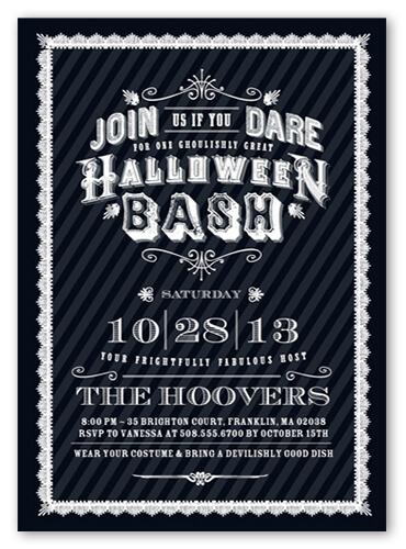 black ghoulish halloween party invitation