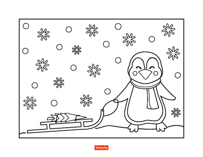 happy penguin coloring page