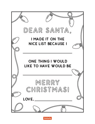 dear santa christmas list coloring page 