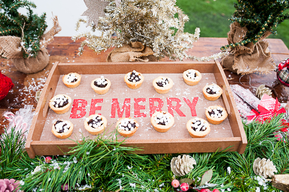 be merry tray with mini desserts