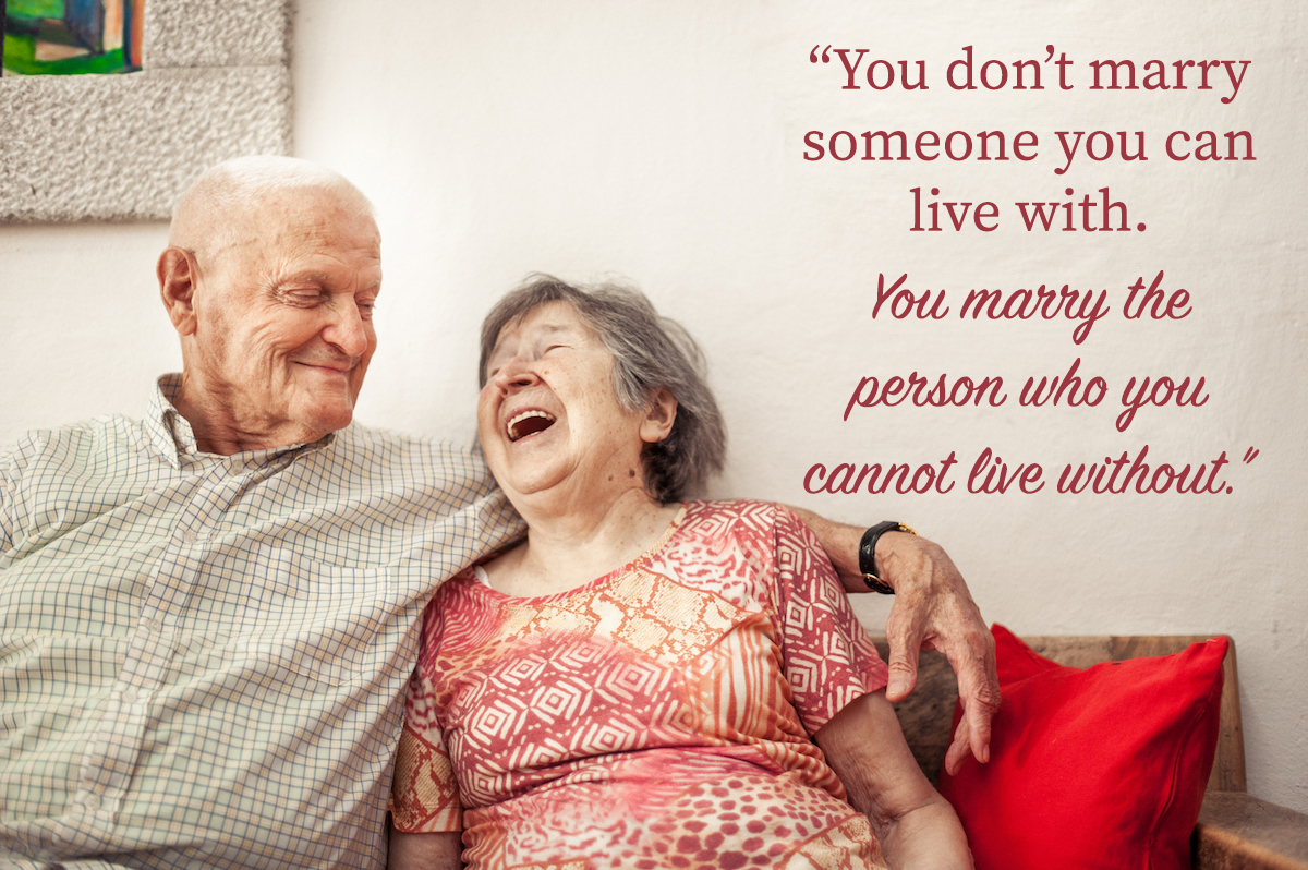 Senior Woman And Senior Man Sitting On The Sofa with happy anniversary quotes for parents overlay