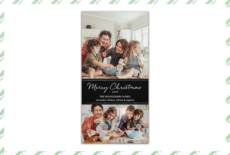 Family baking on Christmas card