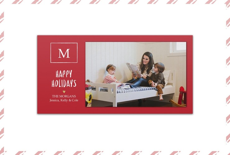 Family in kids bedroom on Christmas card