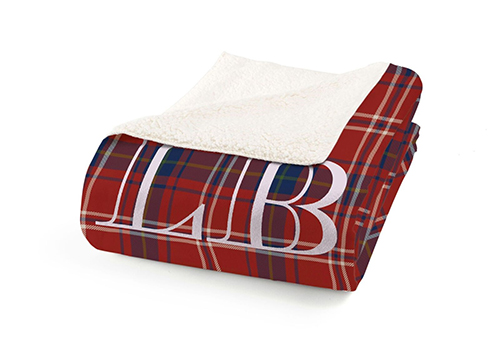 paid fleece blanket with monogram initials