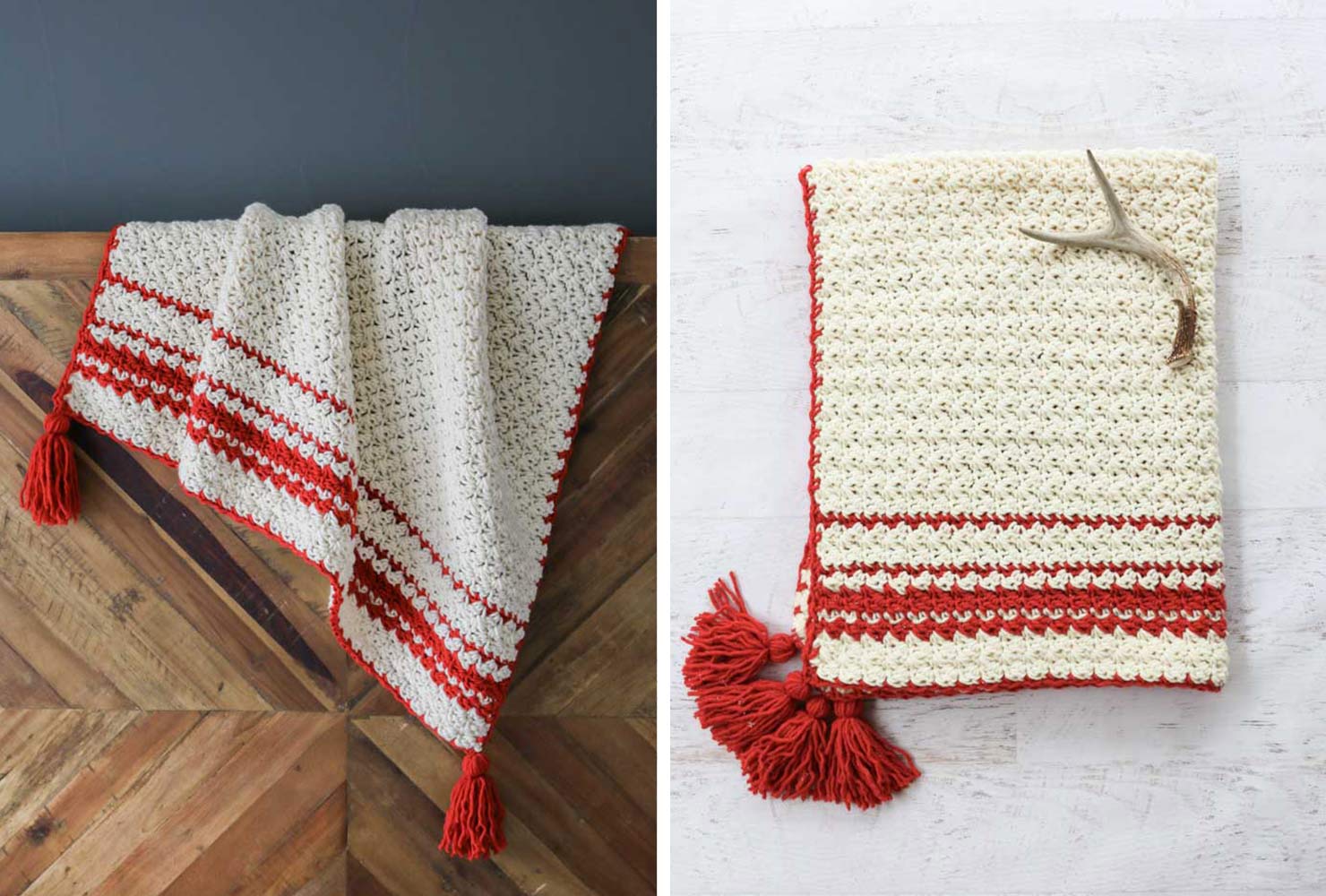 hand-knitted throw blanket