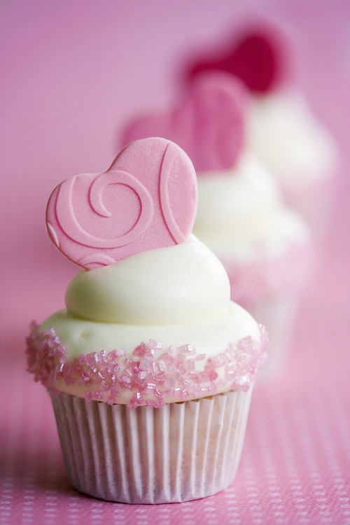 pink cupcake with heart