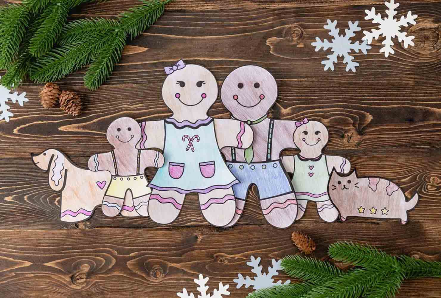 paper gingerbread family