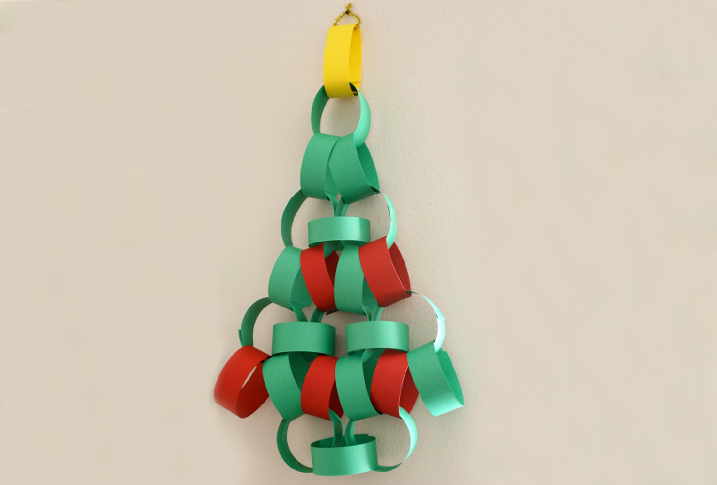  paper chains put together to form a tree