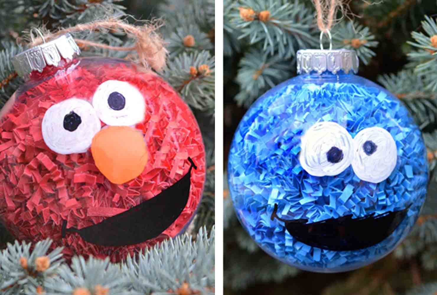  Elmo and Cookie Monster ornaments