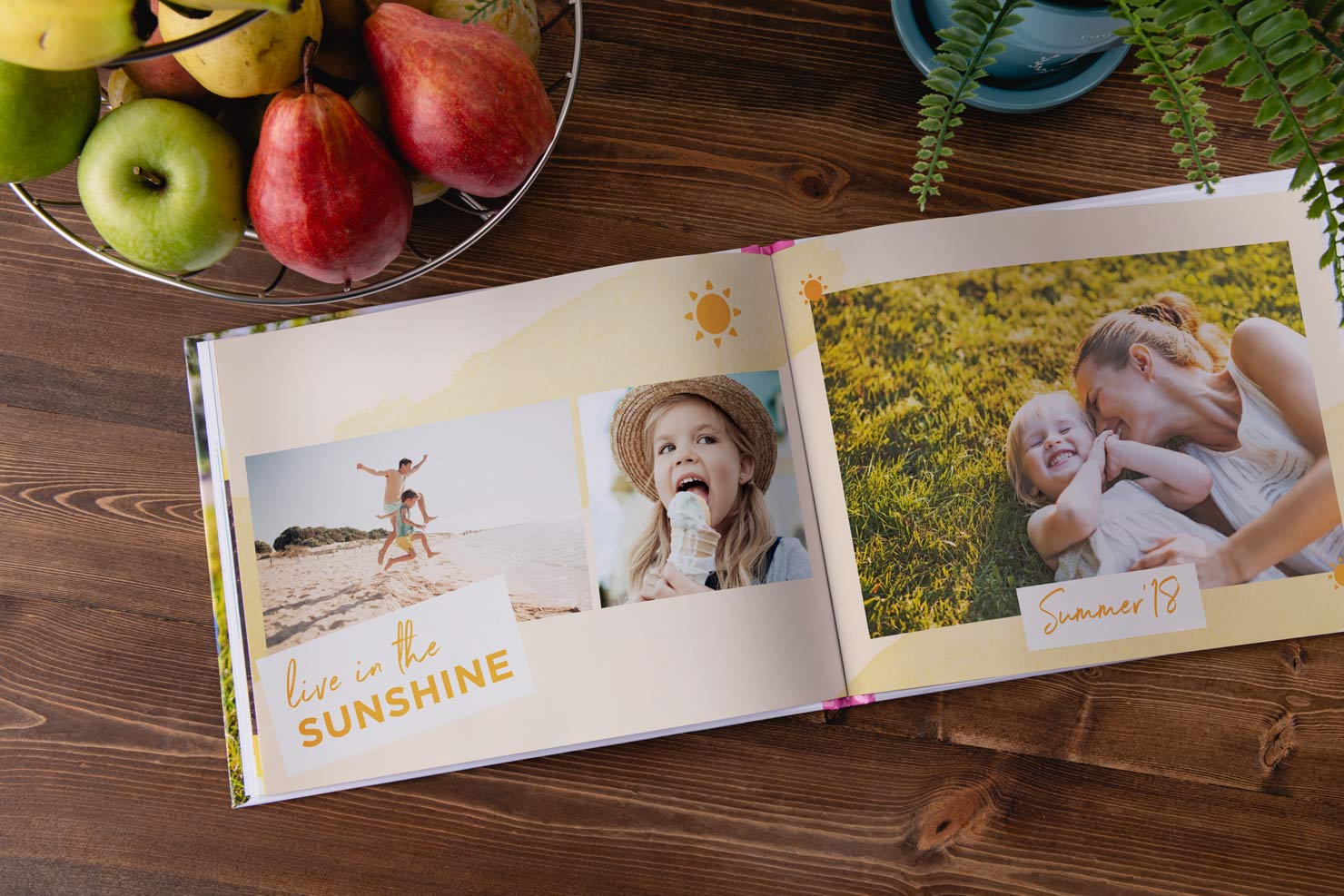 photo album of summer activities, layflat photo book design with high quality photo book images