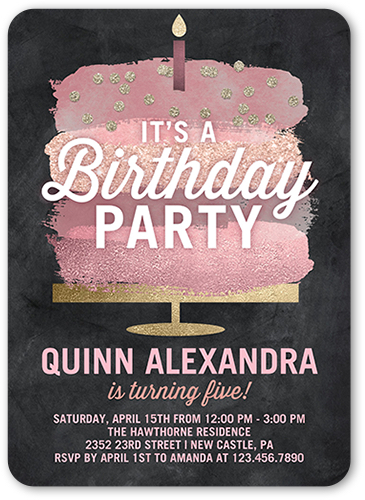 a pink cake birthday card with perfect birthday invitation wording for kids