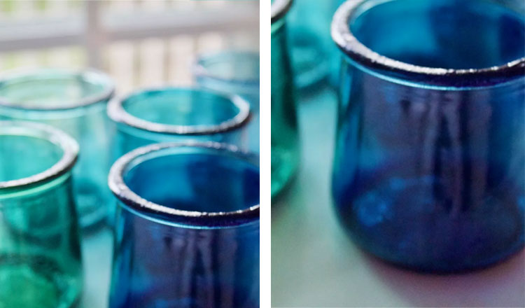 10th wedding anniversary gift ideas blue painted glass votive holders