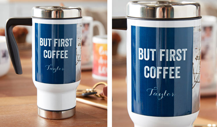 10th wedding anniversary gift ideas blue personalized travel mug