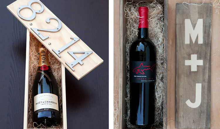 10th wedding anniversary gift ideas date innitials wine box