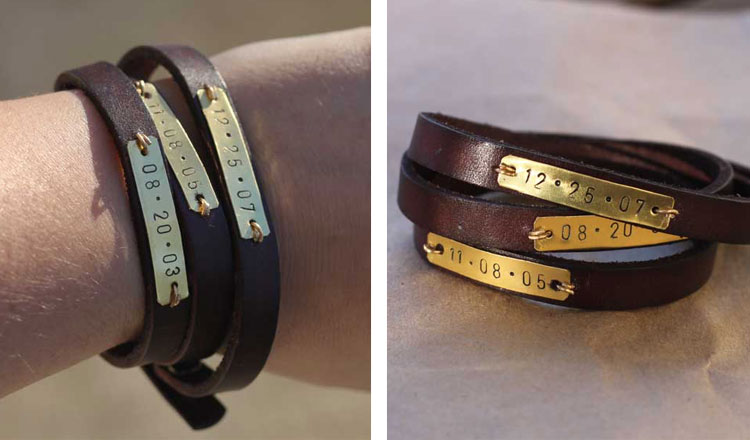 10th wedding anniversary gift ideas engraved date leather bracelet