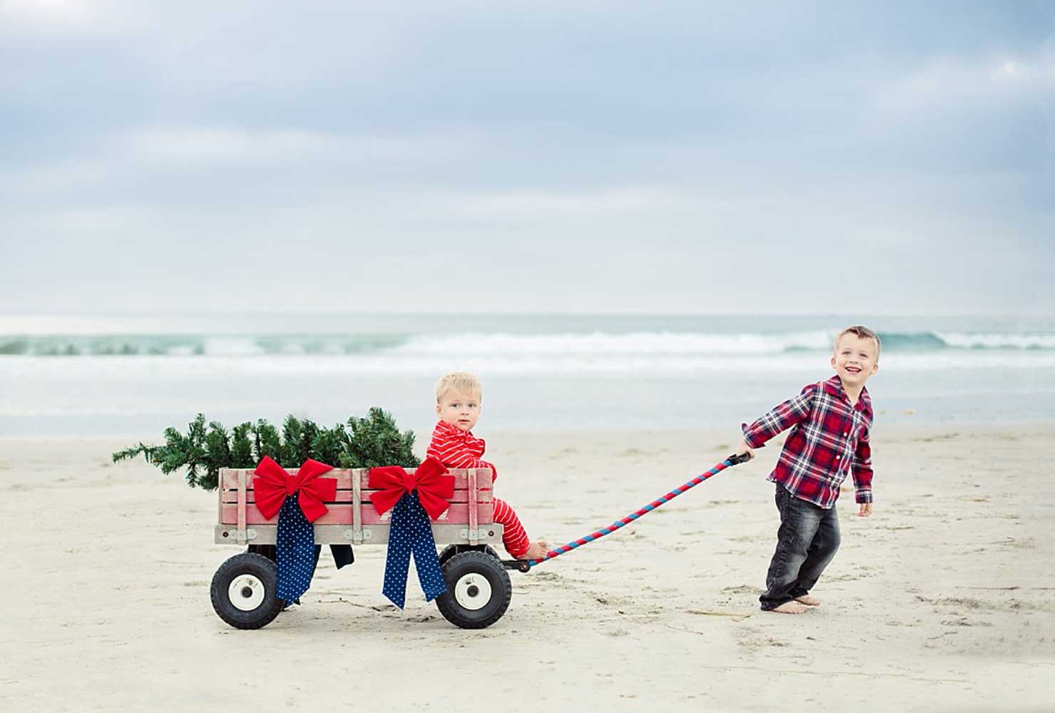sibling photo ideas christmas wagon