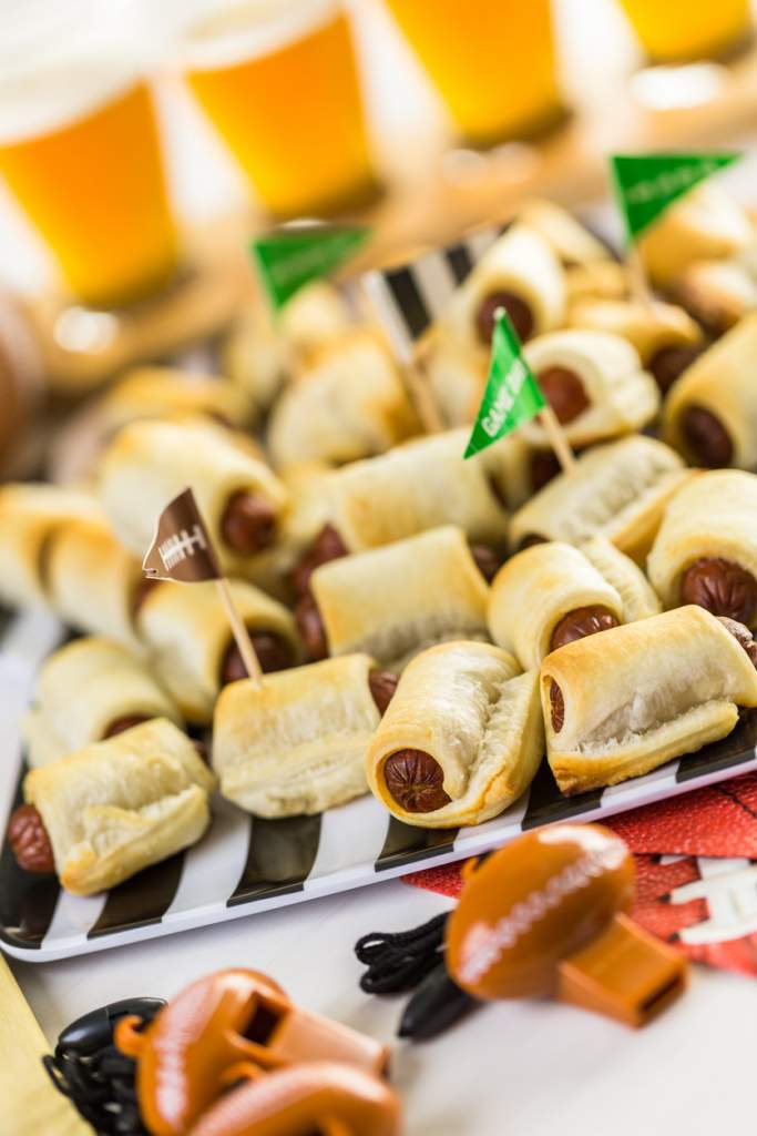 Mini Pigs In A Blanket for football game party.