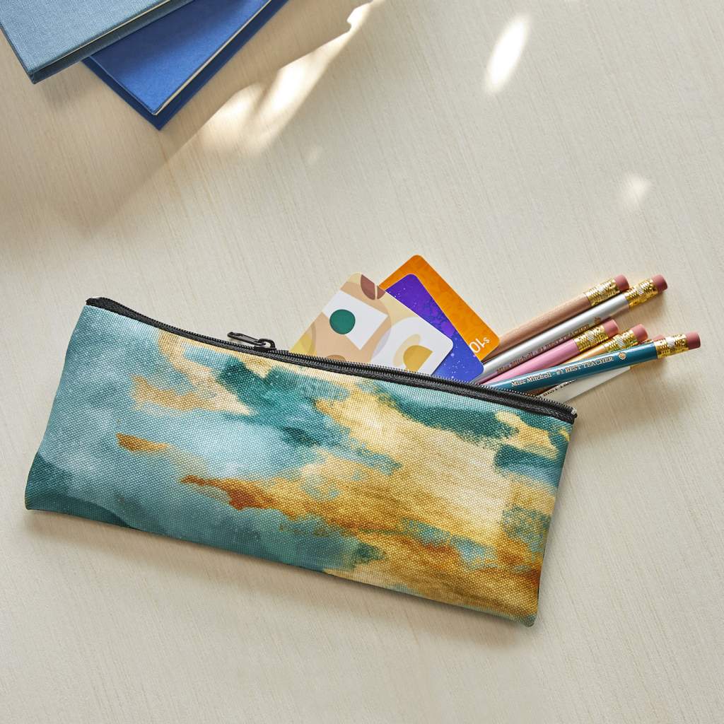 a pencil bag filled with pencils and gift cards as a great party favor idea for kids 