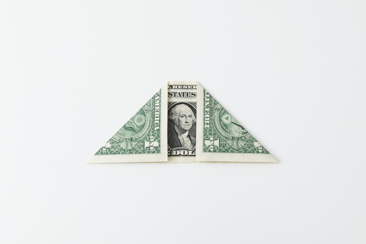 a dollar bill with ends folded