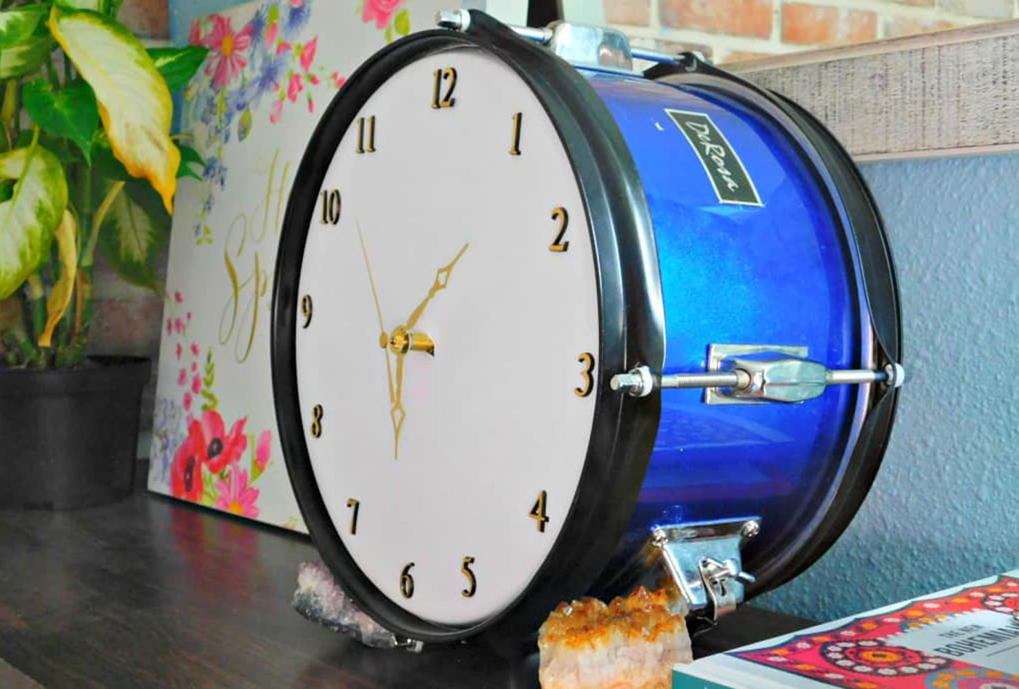 15th wedding anniversary drum clock