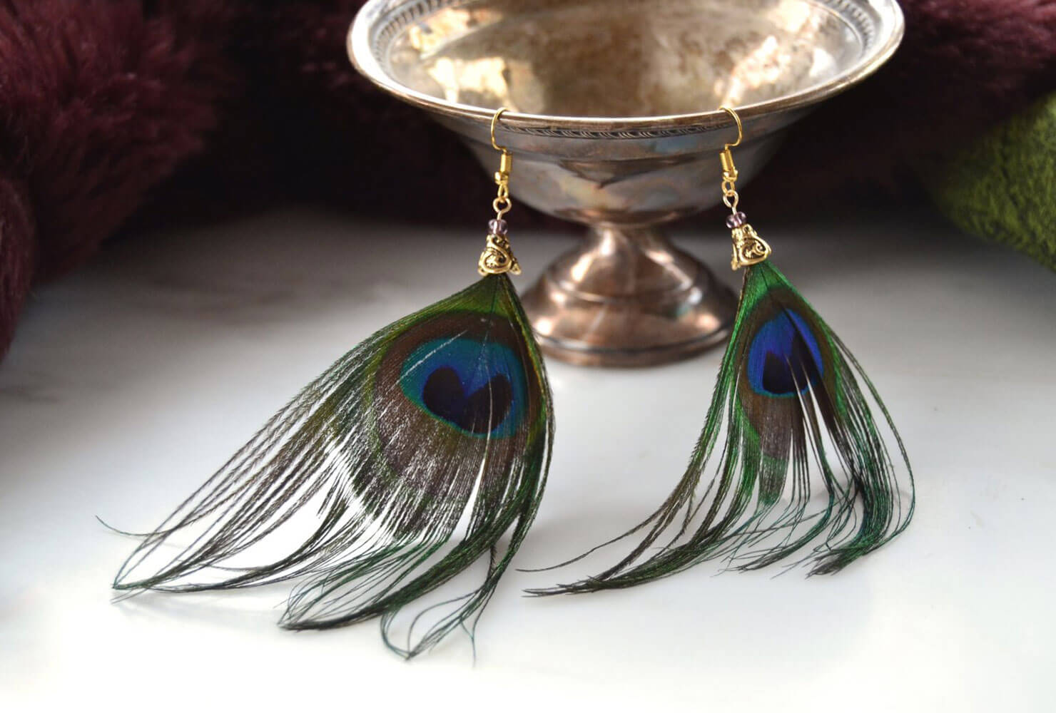 15th wedding anniversary gifts feather earrings