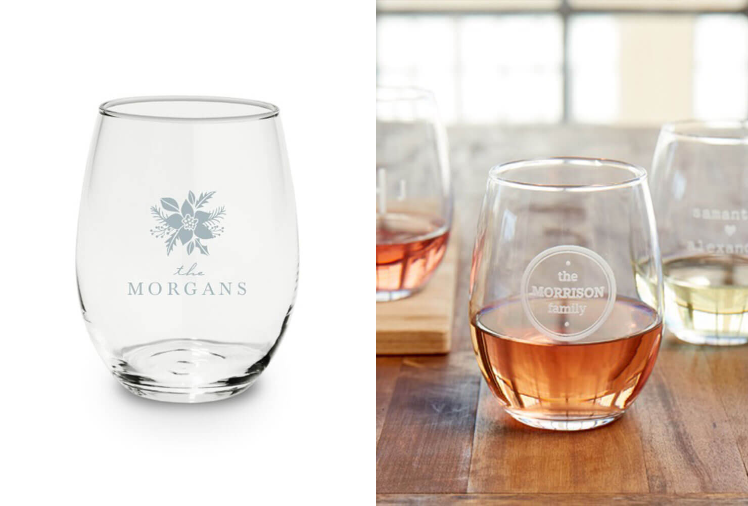 15th wedding anniversary gifts personalized stemless glasses