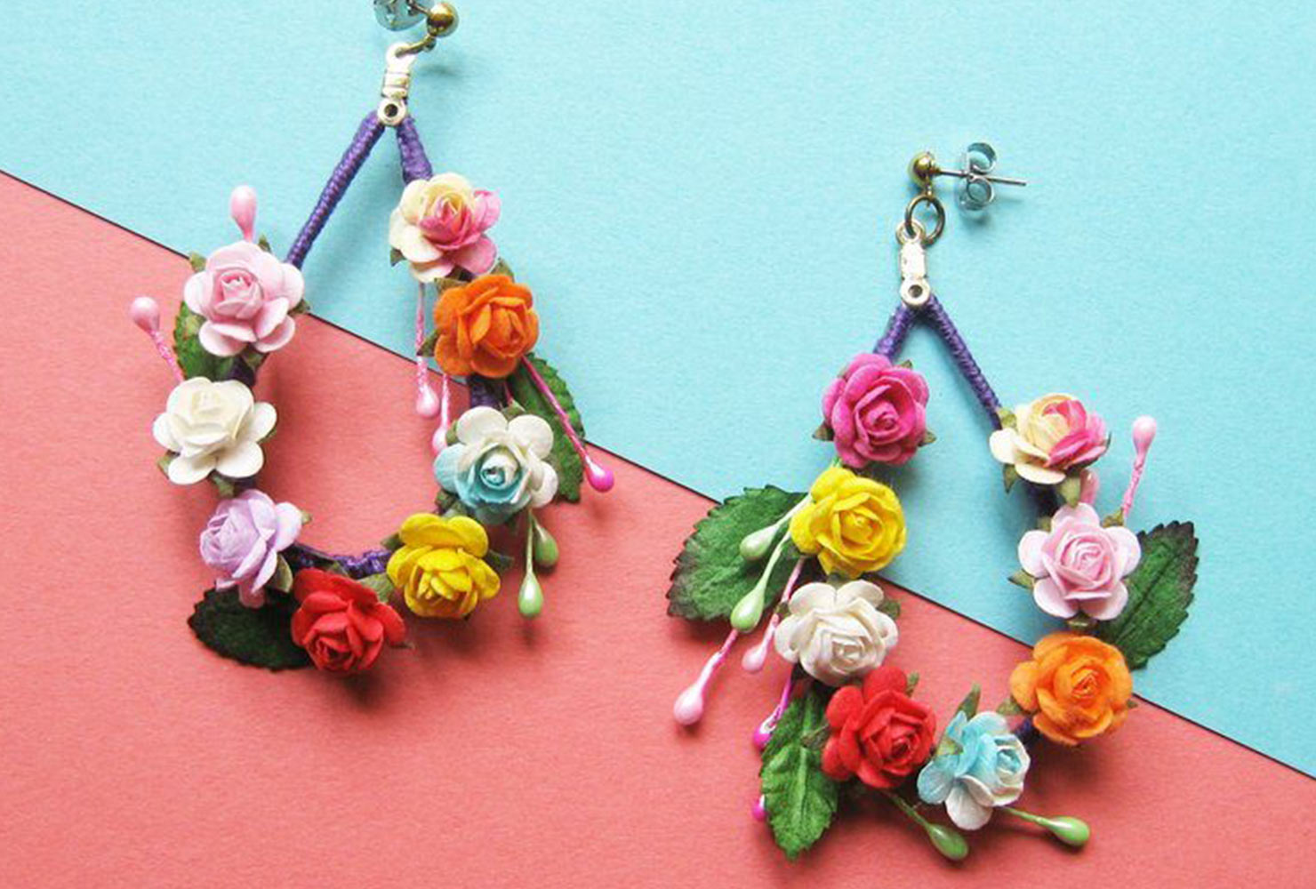 4th wedding anniversary floral hoop earrings