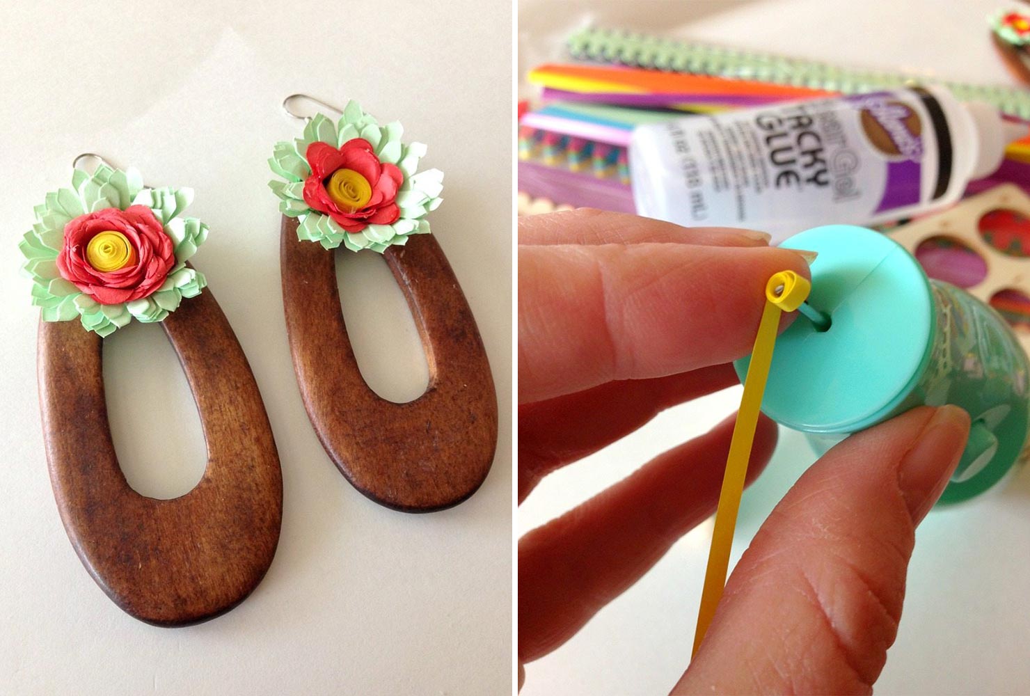 4th wedding anniversary floral paper earrings