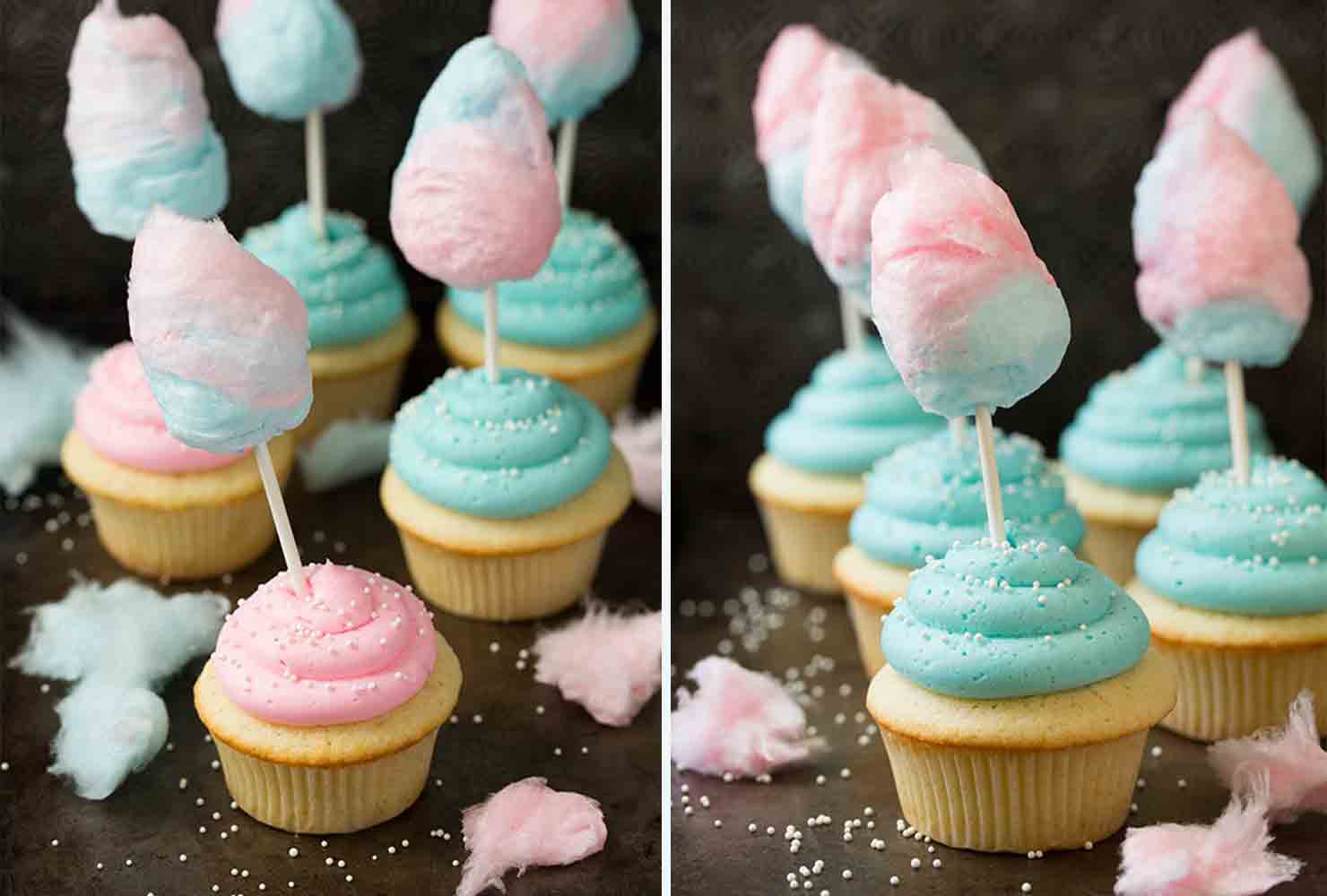 baby shower food cotton candy cupcake