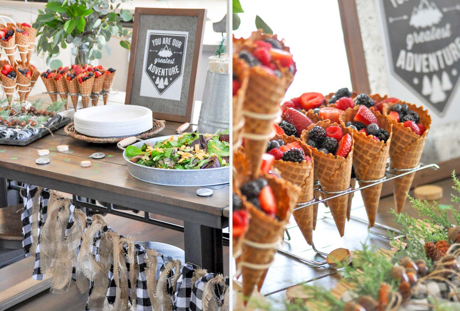 baby shower food fruit waffle cones