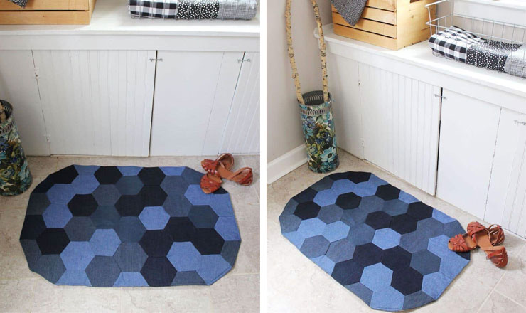 gift for parents denim kitchen rug
