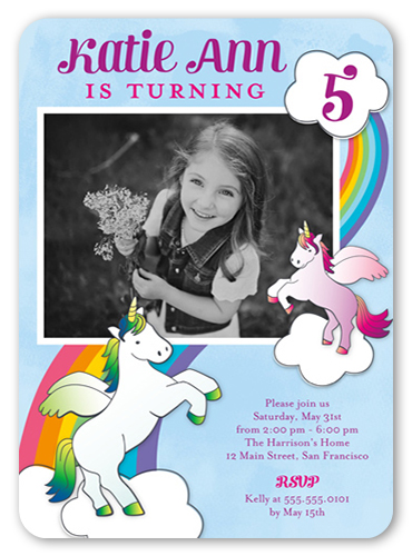 unicorn birthday party invitation from Shutterfly