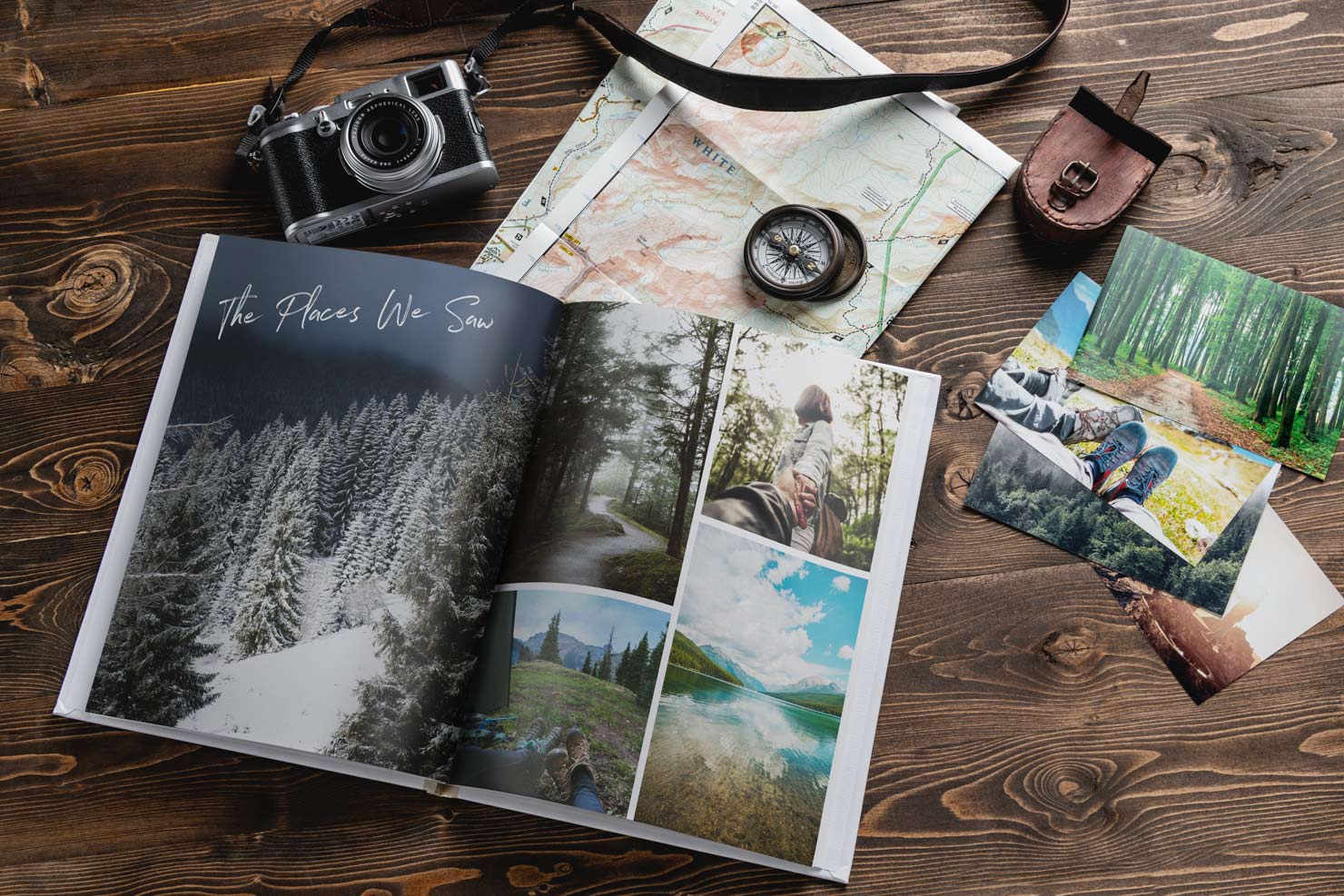 custom and personalized collage photo book of beautiful mountain scenery