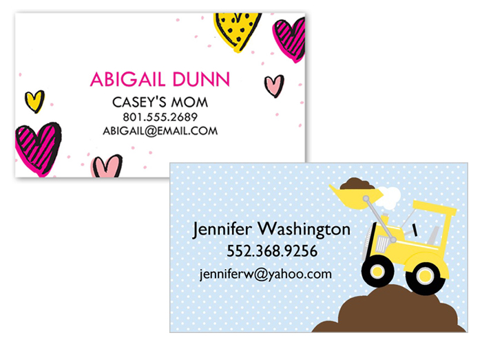 Mommy calling card examples.
