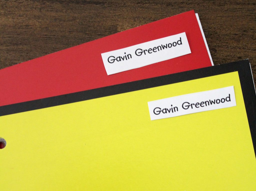 Name Labels for Supplies and notebooks.