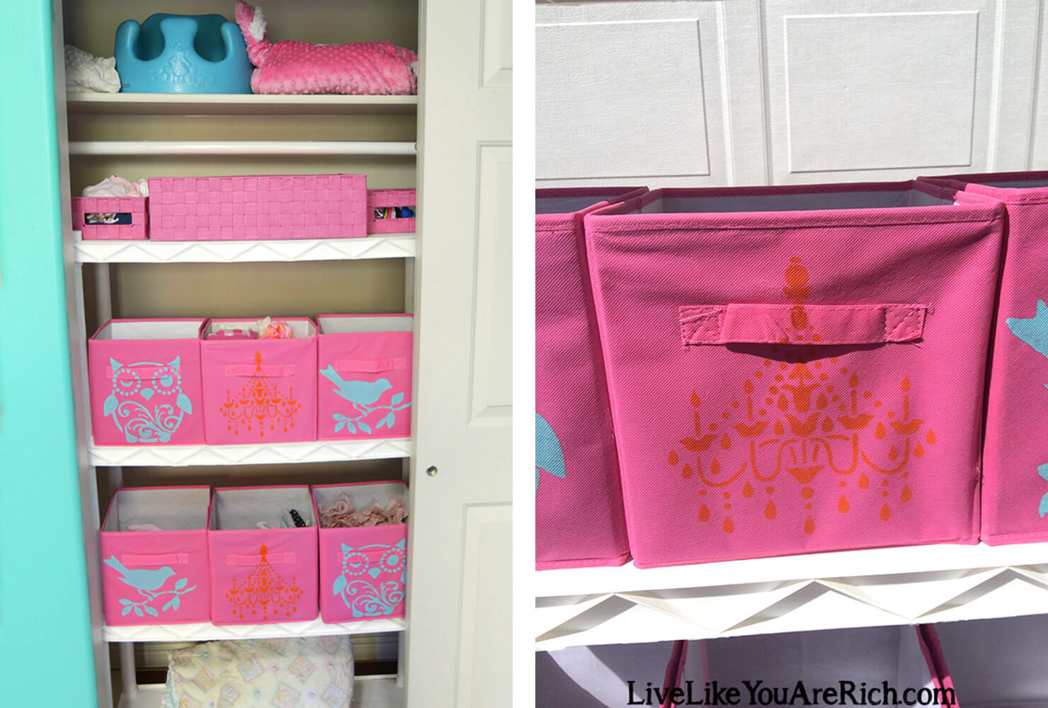 nursery room ideas pink storage.
