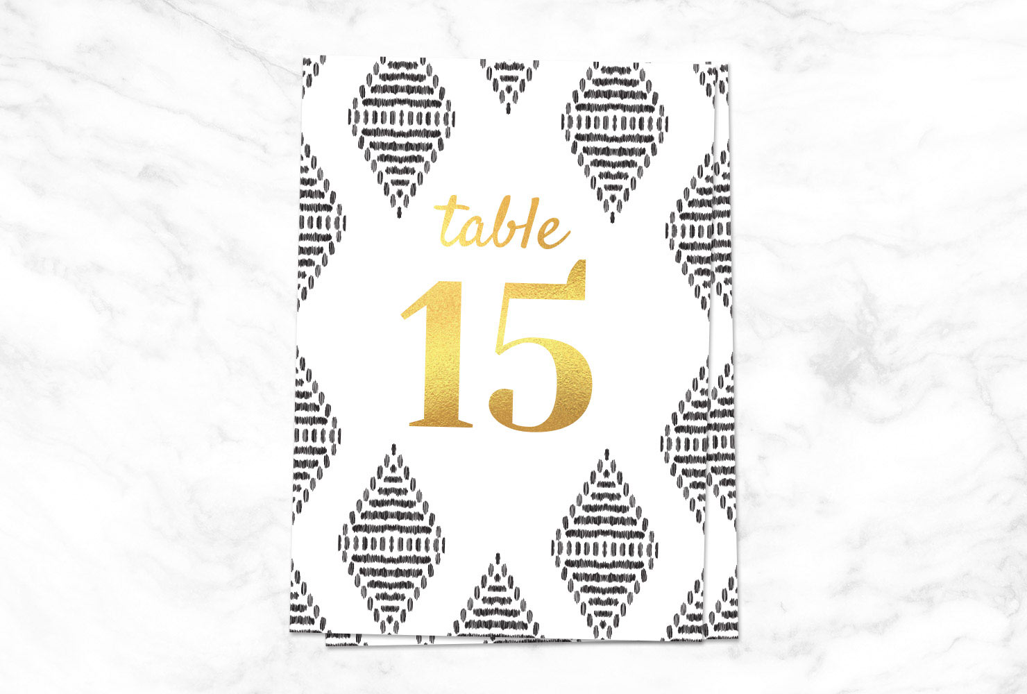 black and gold wedding gold table card 