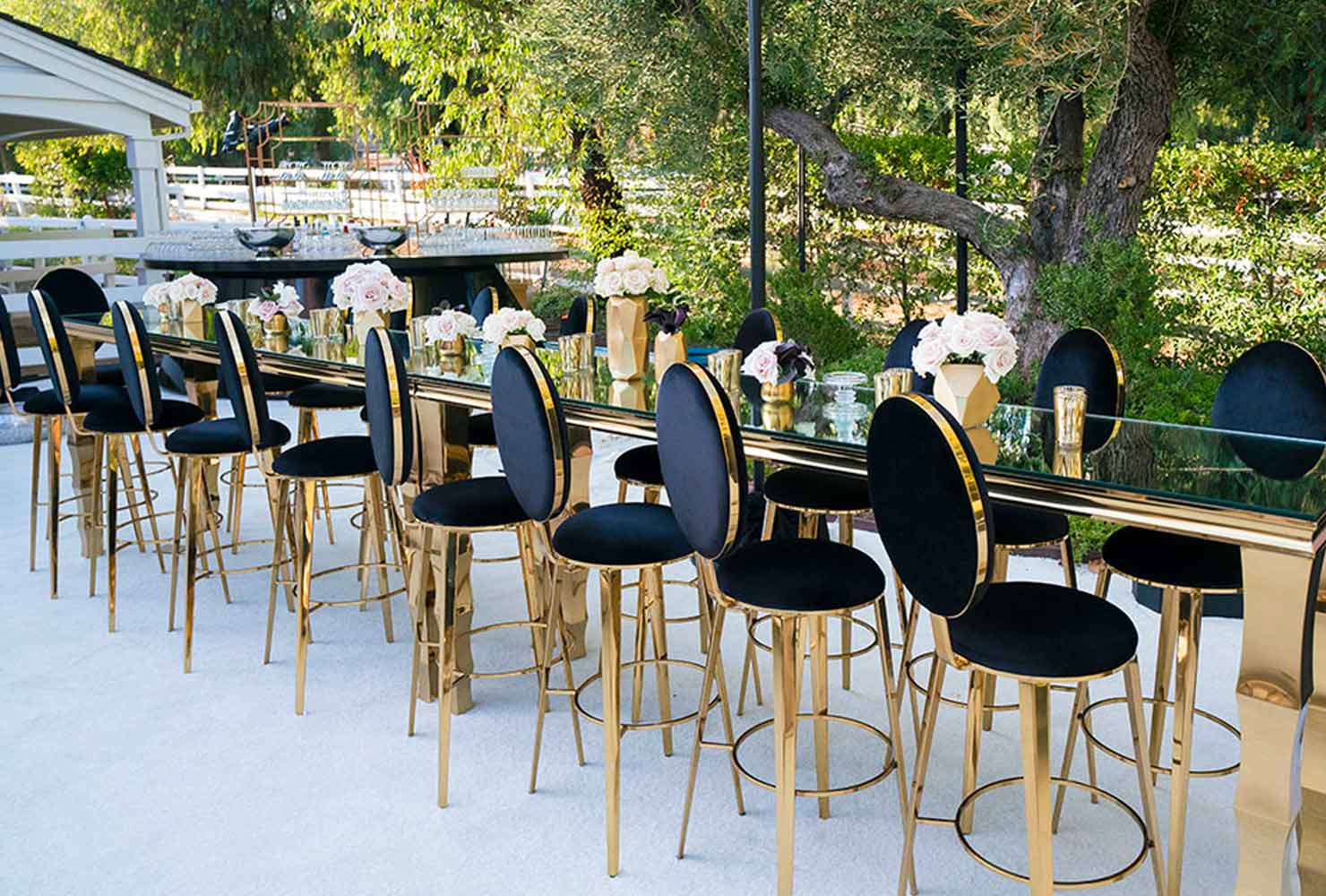 black and gold wedding ideas art deco chairs 