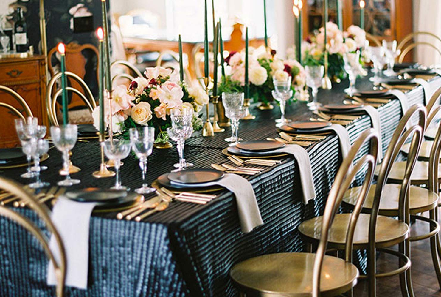 black and gold wedding ideas gold chairs 