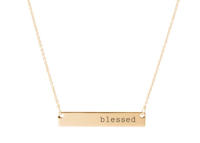 A blessed bar necklace from Shutterfly.