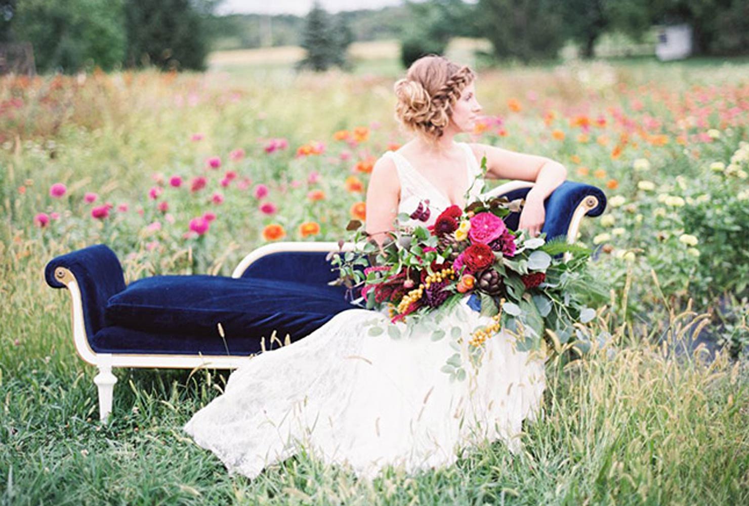navy blue and burgundy wedding ideas in the fields