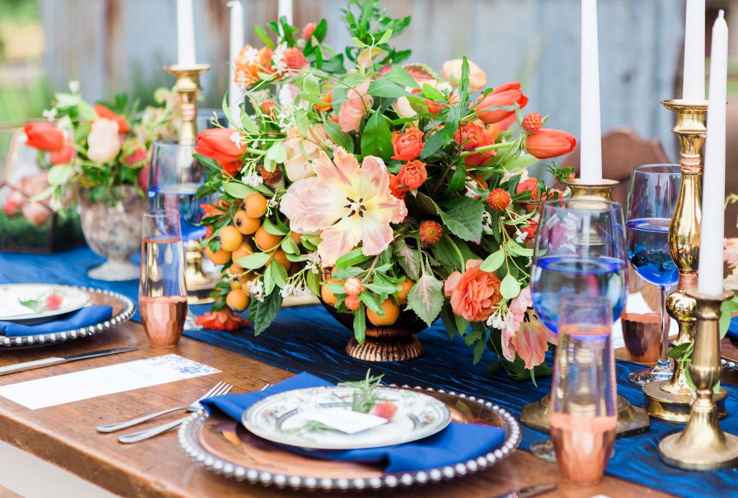 navy blue and coral wedding ideas bursts of color.