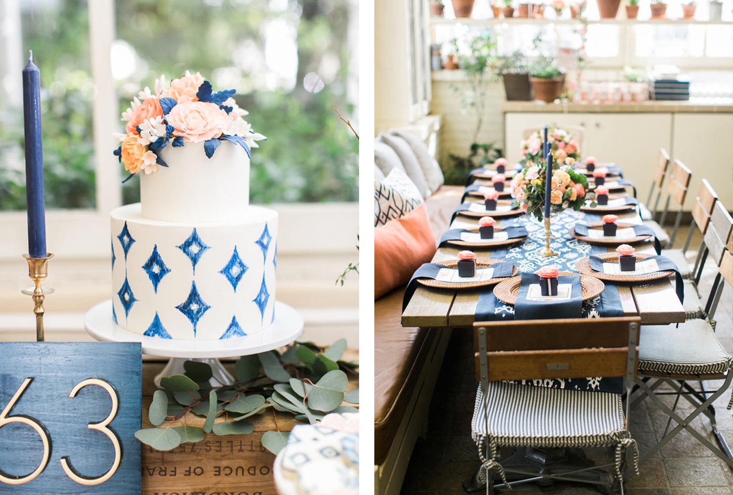 navy blue and coral wedding ideas polished tablescape