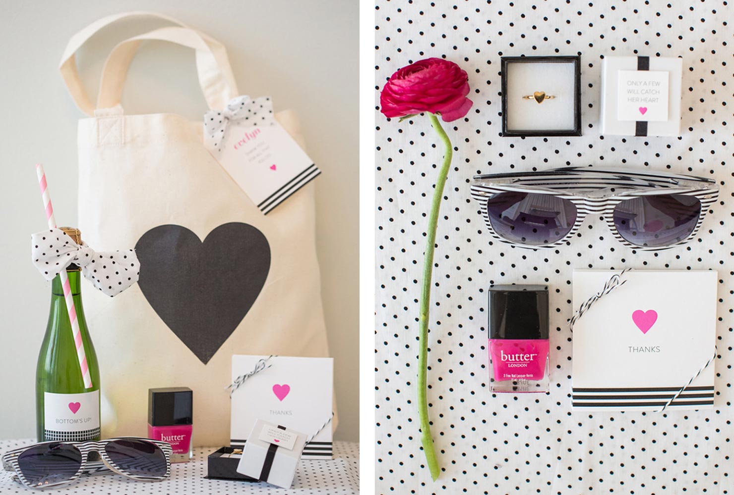 pink and black wedding gifts galore