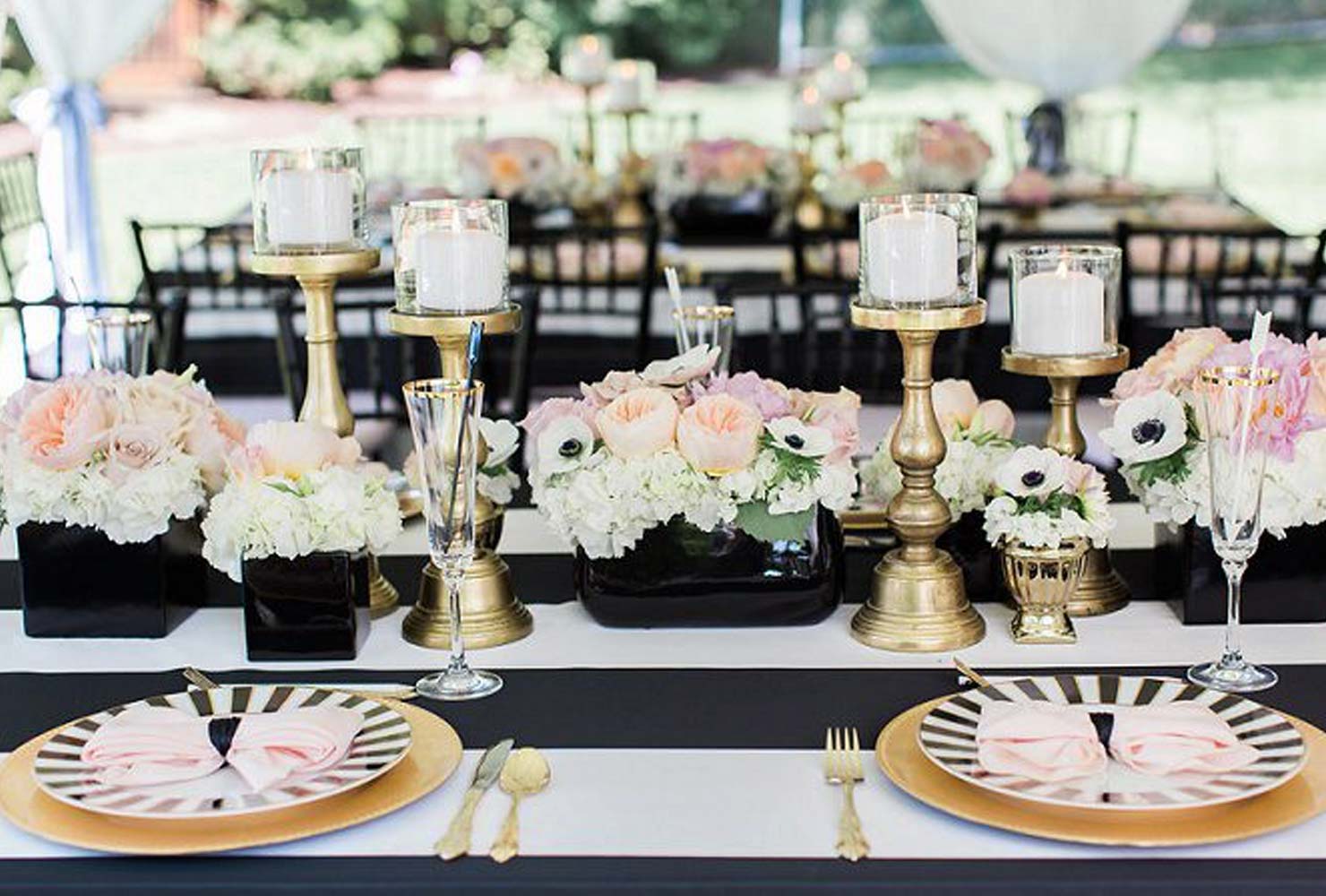 pink and black wedding signature style